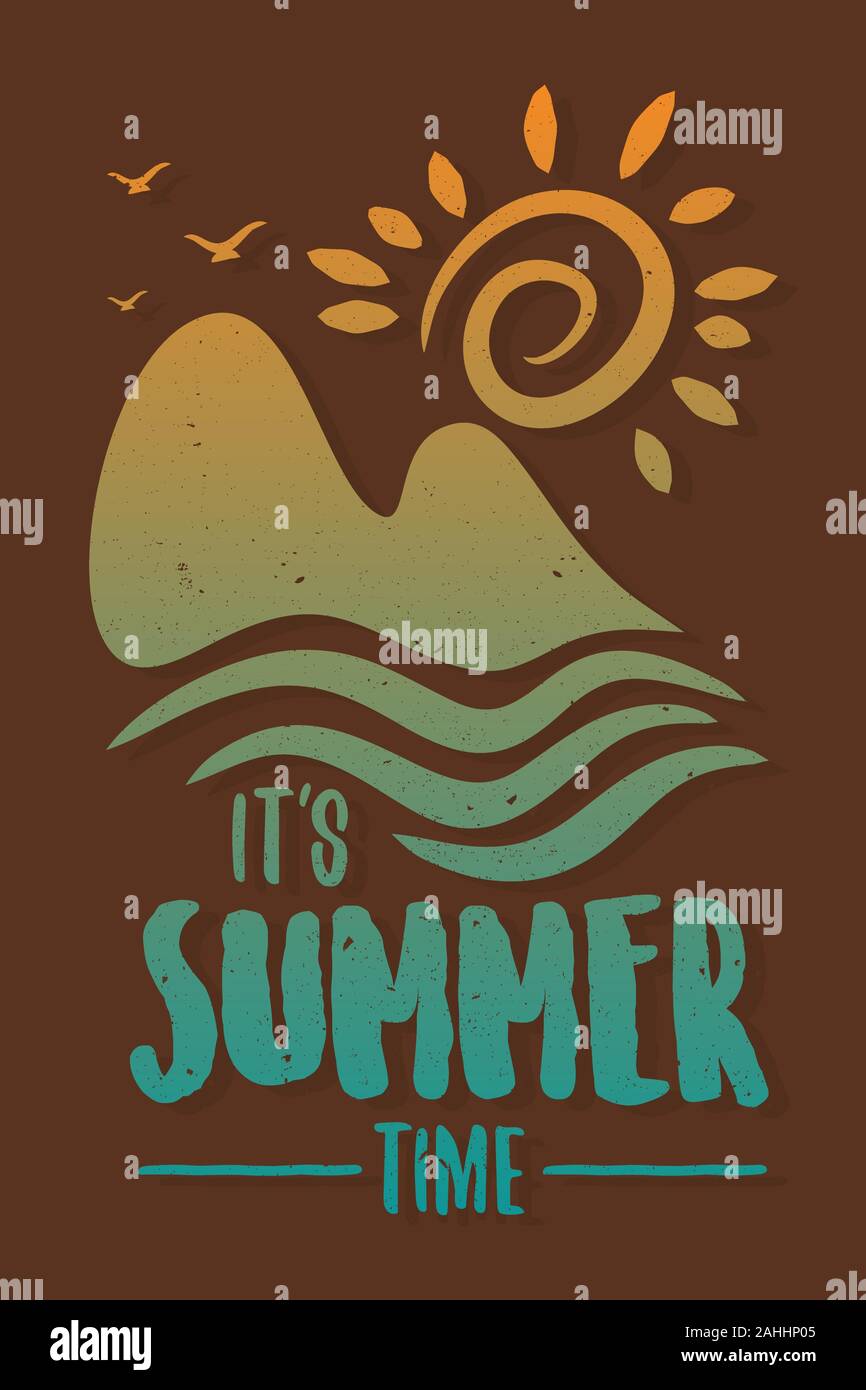 Carta de verano el concepto de diseño gráfico vectorial con paisaje