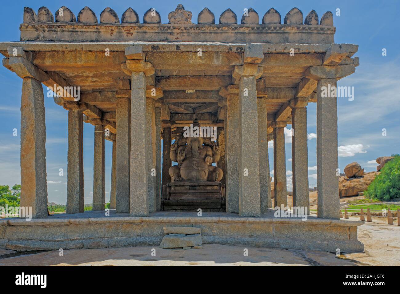 05 Jun 2008 Sasive Ganesh kalu statyue Vijayanagara-Dist Hampi-Bellary estado Karnataka, India Foto de stock
