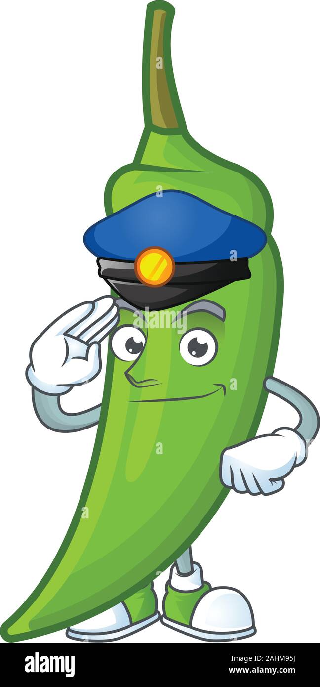 Chile Verde Cartoon en el personaje de un oficial de policía disfraz Imagen  Vector de stock - Alamy