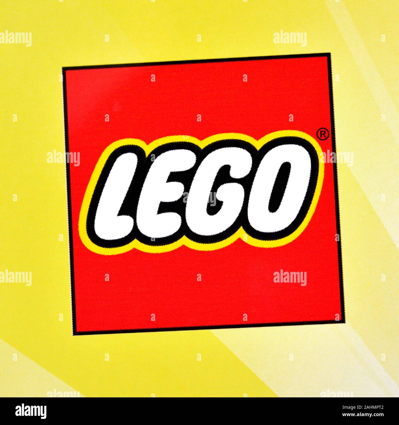 Logotipo de marca de Lego Foto de stock