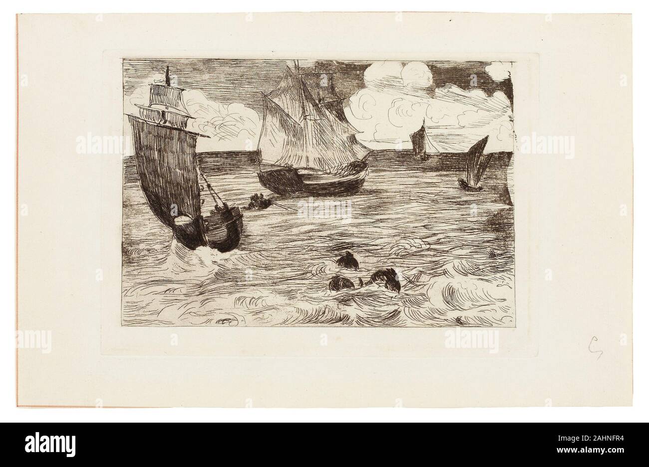 Édouard Manet. Marine. 1865-1866. Francia. Aguafuerte, Aguatinta y ruleta en marrón sobre marfil papel establecido Foto de stock