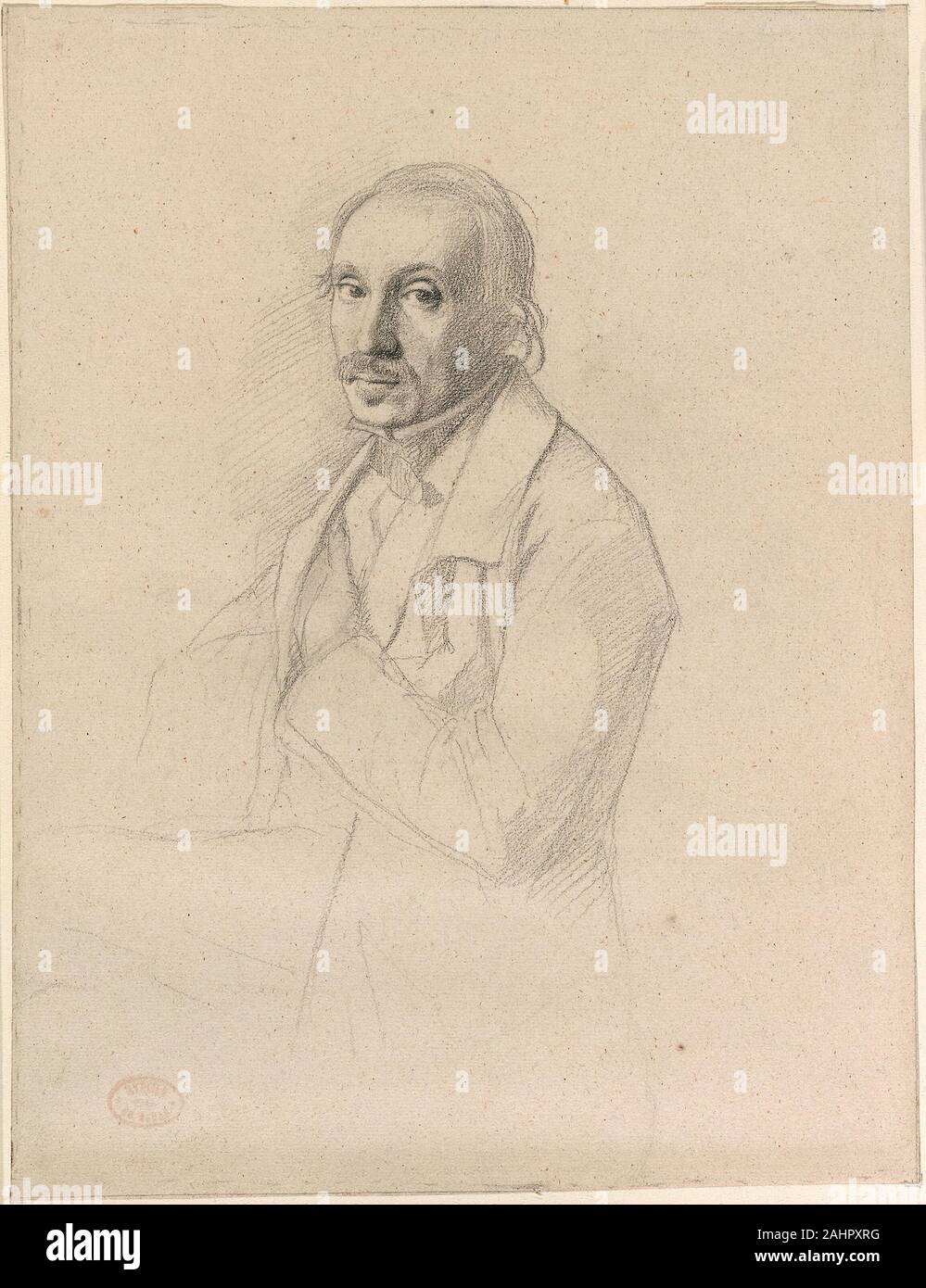 Hilaire Germain Edgar Degas. Auguste Degas. 1854-1864. Francia. Grafito,  con toques de visitando, en buff pusieron papel con inclusiones de rojo y  marrón retratos de familia dominada Edgar Degas la salida en