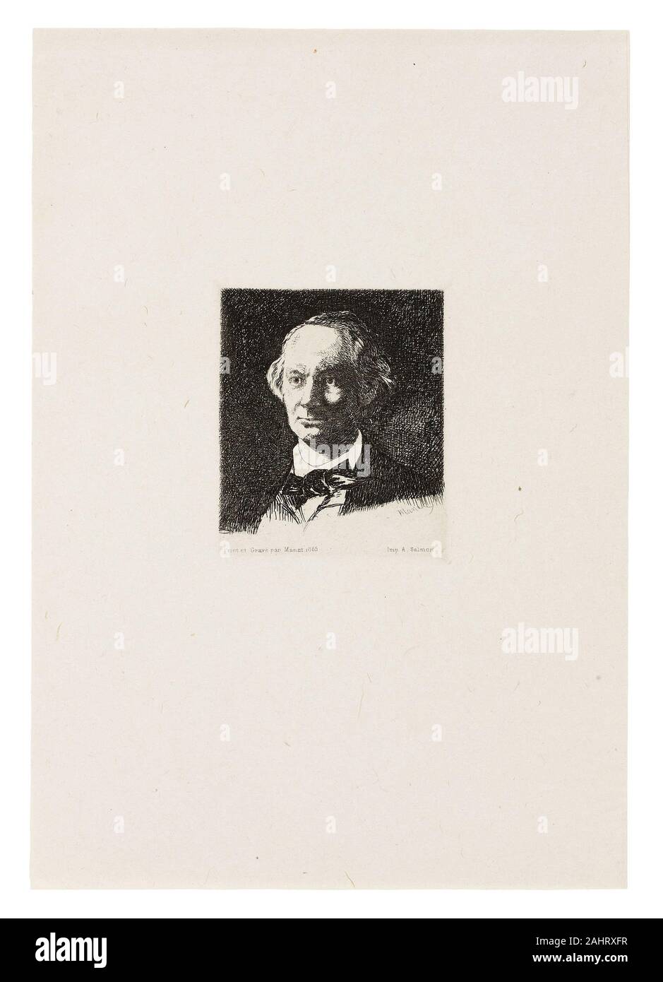 Édouard Manet. Charles Baudelaire, cara completa III. 1869. Francia. Aguafuerte en negro sobre papel establecido de marfil Foto de stock