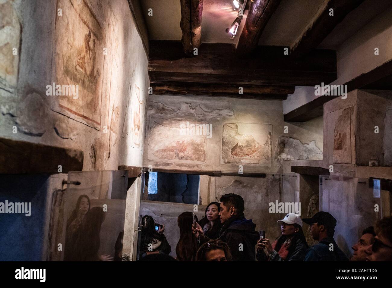 Lupanare o burdel de Pompeya, Italia Foto de stock