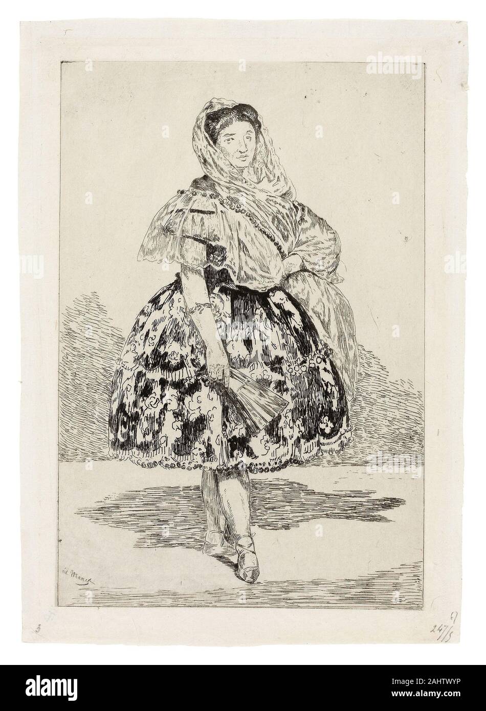 Édouard Manet. Lola de Valence. 1863. Francia. Aguafuerte en negro sobre papel japonés establecido de marfil Foto de stock