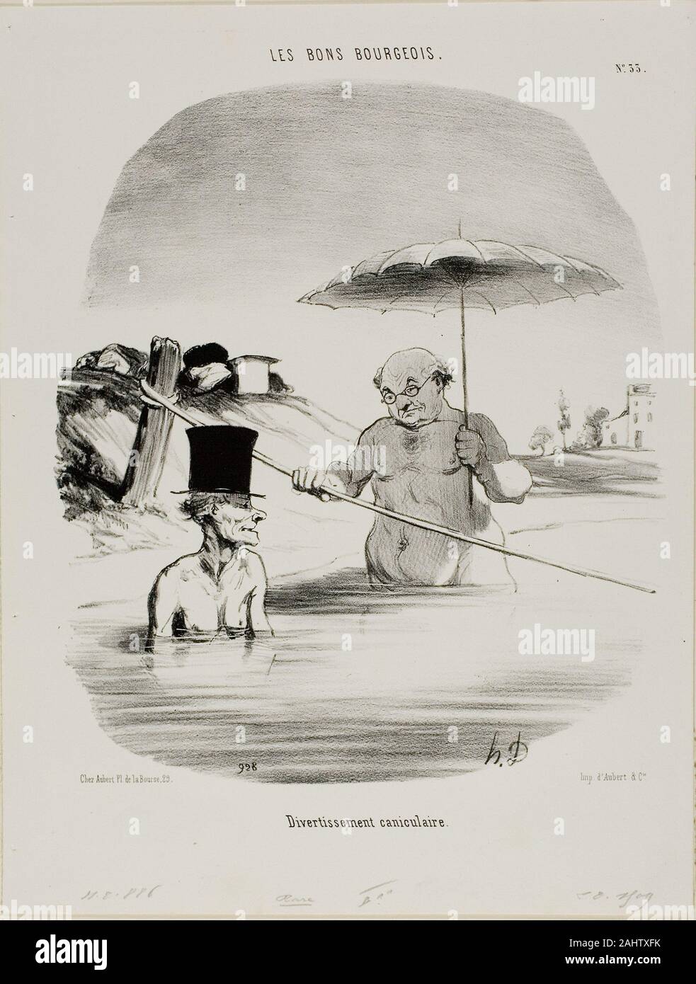 Daumier Honoré-Victorin. Relajación durante el Dog Days, la placa 33 de Les  Bons Bourgeois. 1846. Francia. Litografía en negro sobre papel wove Daumier  dedicado varias series en el transcurso de su carrera