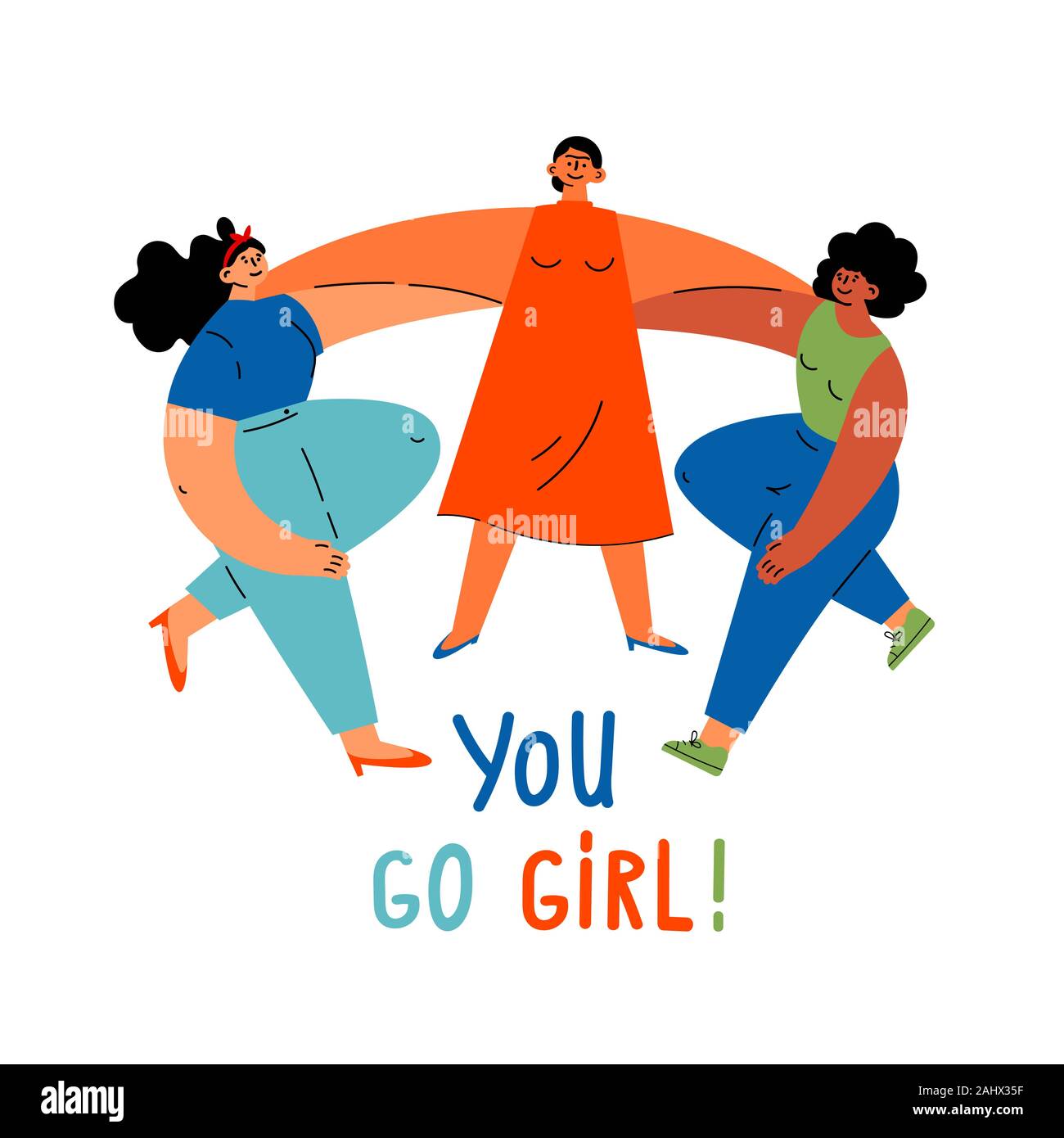 Concepto Feminismo Mujer Empoderamiento Diversas Chica Imagen Vector De