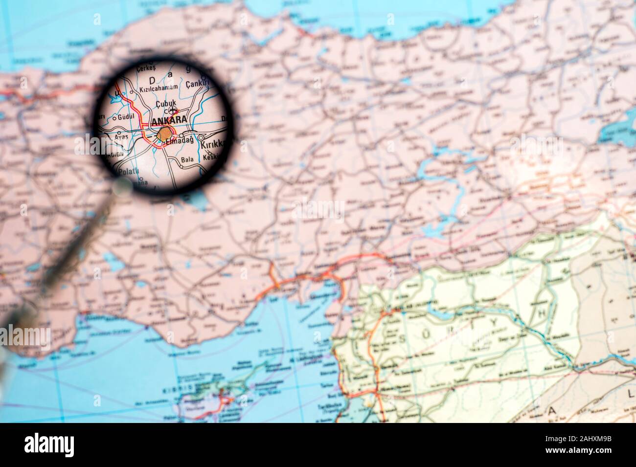 Mapa geográfico de Turquía con el aumento de la capital, Ankara. El  concepto de las noticias y eventos de salvapantallas Fotografía de stock -  Alamy