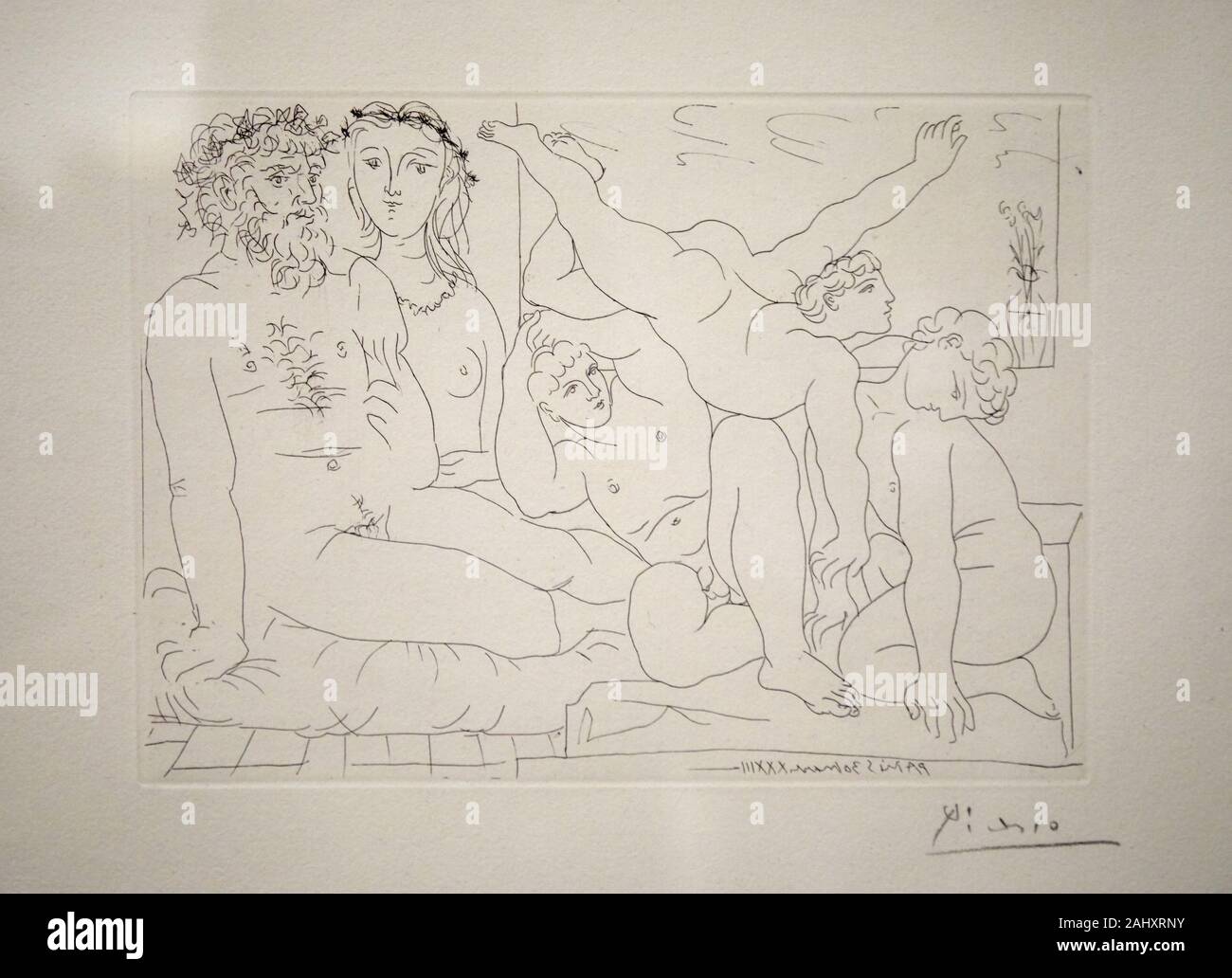'''Sculptor y su modelo con un grupo esculpido'' de 1933, Pablo Picasso (1881-1973), el Museu Picasso, Barcelona, Cataluña, España Foto de stock