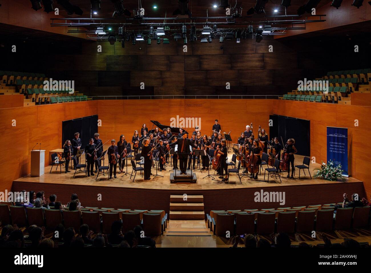 Concierto en el Conservatorio de Palma, Mallorca, Islas Baleares, España. Foto de stock