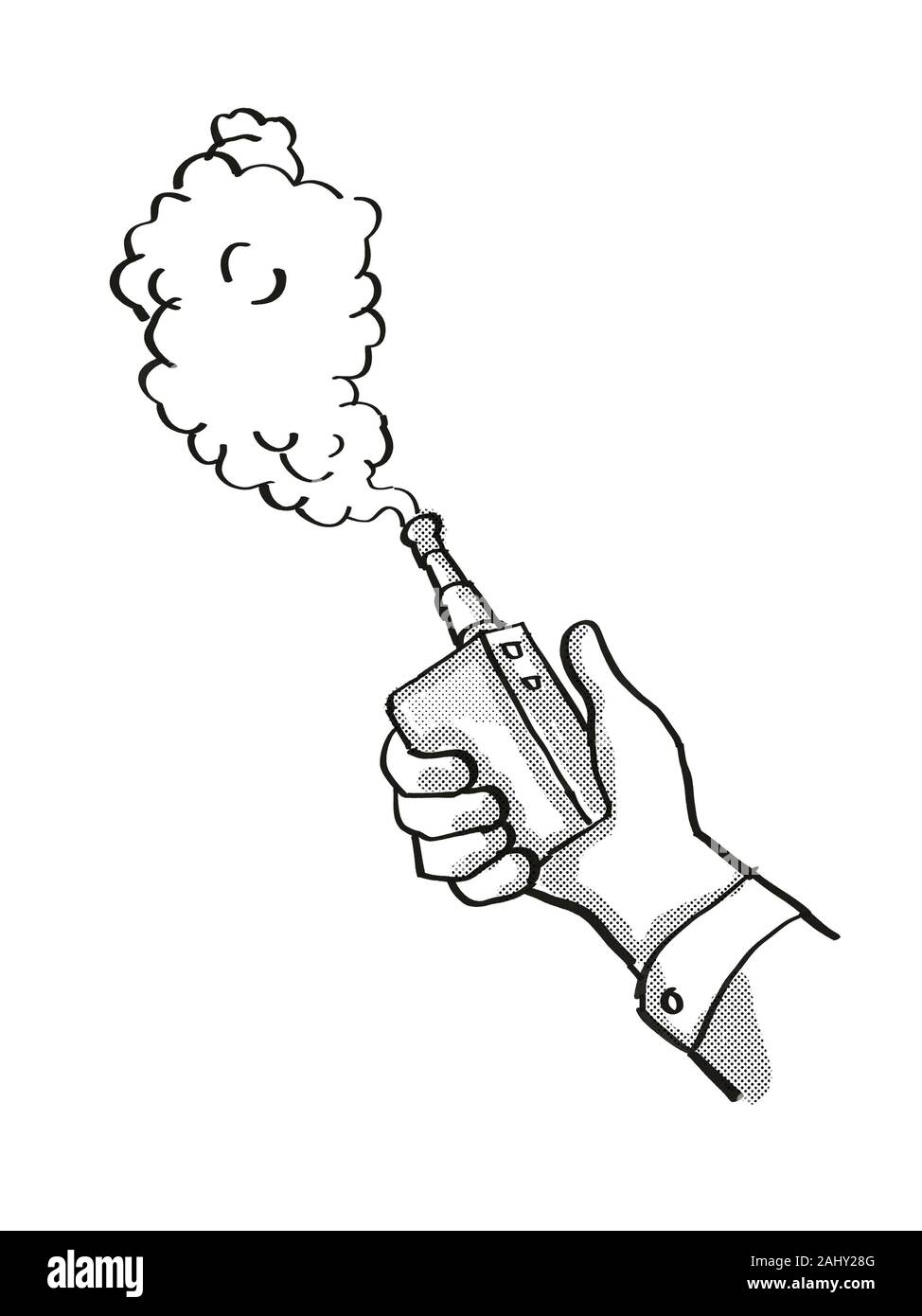 Tatuaje dibujo estilo de dibujos animados imagen de una mano sosteniendo  vape cigarrillo electrónico o vaper fumar con la bocanada de humo sobre  fondo aislado hecho Fotografía de stock - Alamy