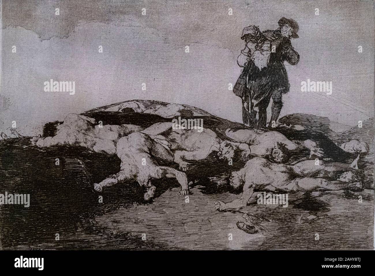 Los desastres de la guerra, n. º 18: Enterrar y callar, 1810 -1814, Francisco de Goya, primera impresión de 1863, realizada por la Real Academia de Foto de stock