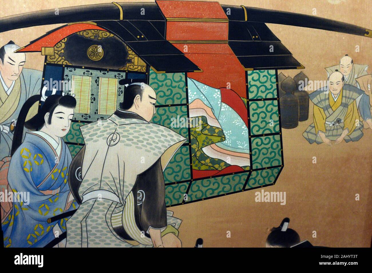 Pintura japonesa en un estilo tradicional japonés, el castillo de Matsue,  Japón, Asia Fotografía de stock - Alamy