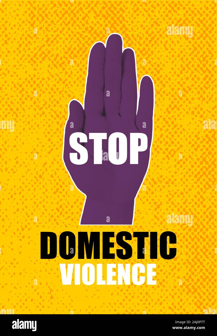 La violencia doméstica pop art banner sobre fondo amarillo Ilustración del Vector