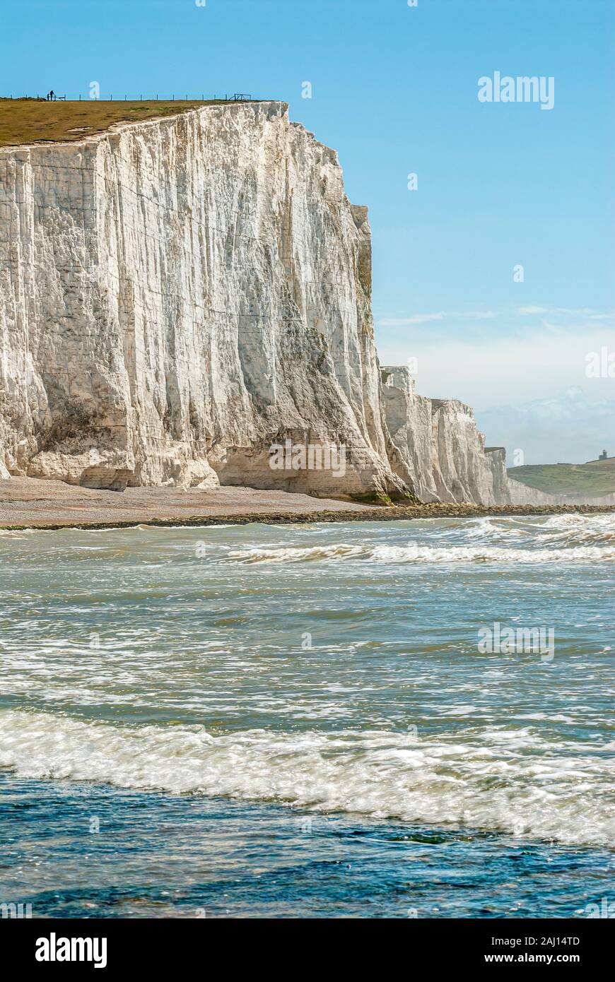 Formación de siete Hermanas Cliff cerca de Eastbourne, East Sussex, Inglaterra Foto de stock