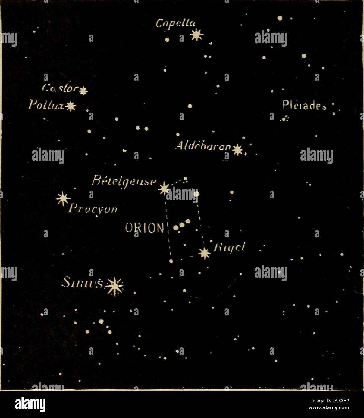 Astronomía para aficionados . * SiriusH Fig. II.-las constelaciones del  zodíaco: invierno y primavera ; el cangrejo,Gemelos, Bull, Ram, Peces  Water-Carrier. ella misma con sus joyas más bellas, ofreciéndonos  thecontemplation de sus