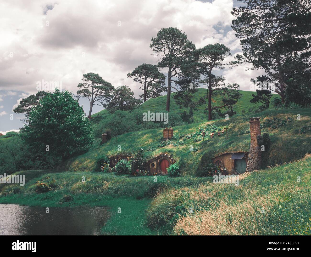 Hobbiton, el señor de los Anillos, Nueva Zelanda, Isla Norte, Matamata Foto de stock