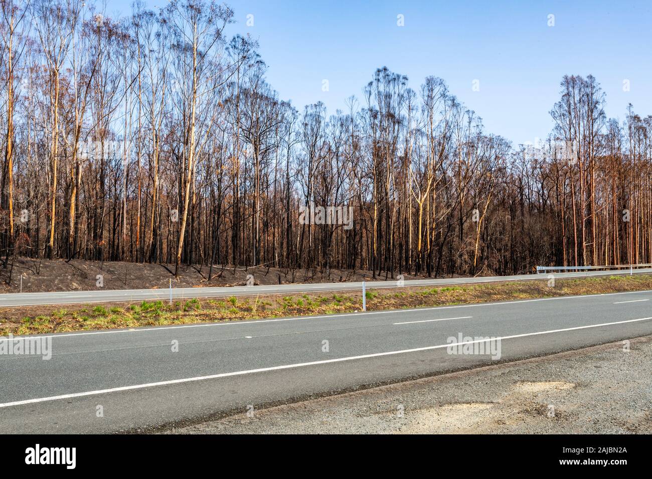 Miles de hectáreas quemadas a lo largo de Nueva Gales del Sur (NSW) durante la temporada 2019/20 a las quemas en Australia Foto de stock