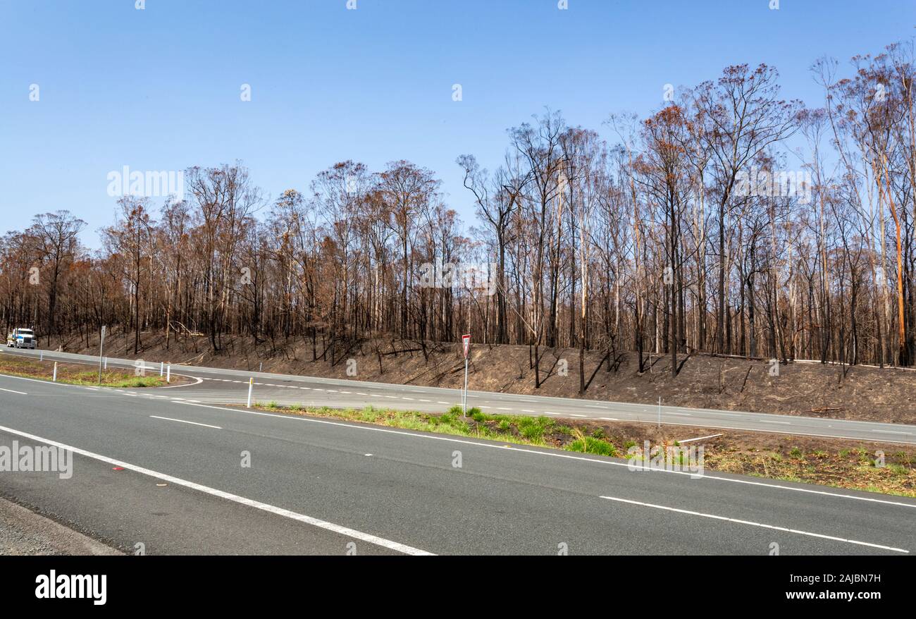 Miles de hectáreas quemadas a lo largo de Nueva Gales del Sur (NSW) durante la temporada 2019/20 a las quemas en Australia Foto de stock