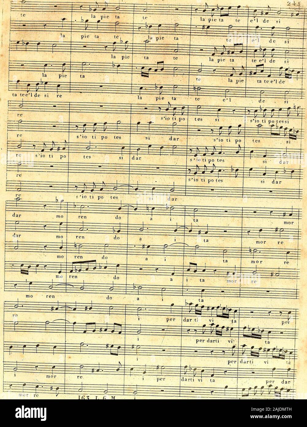 Primizie di canto fermo . Un te T~en 163. h.e.^. mcr re 163. L.6.M mzÈÈm por dar ti perdart ^N Foto de stock