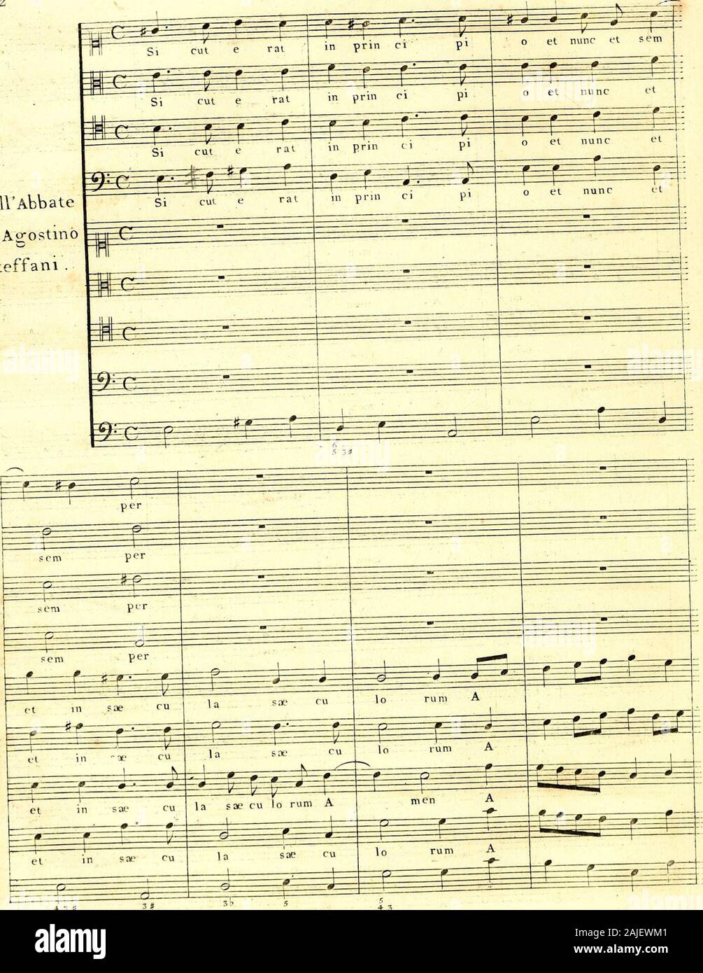Primizie di canto fermo . T63. L.G.M té. 2 DellAbbate D. Agostino Steffani .. 4 3" 163. L.6.M Foto de stock