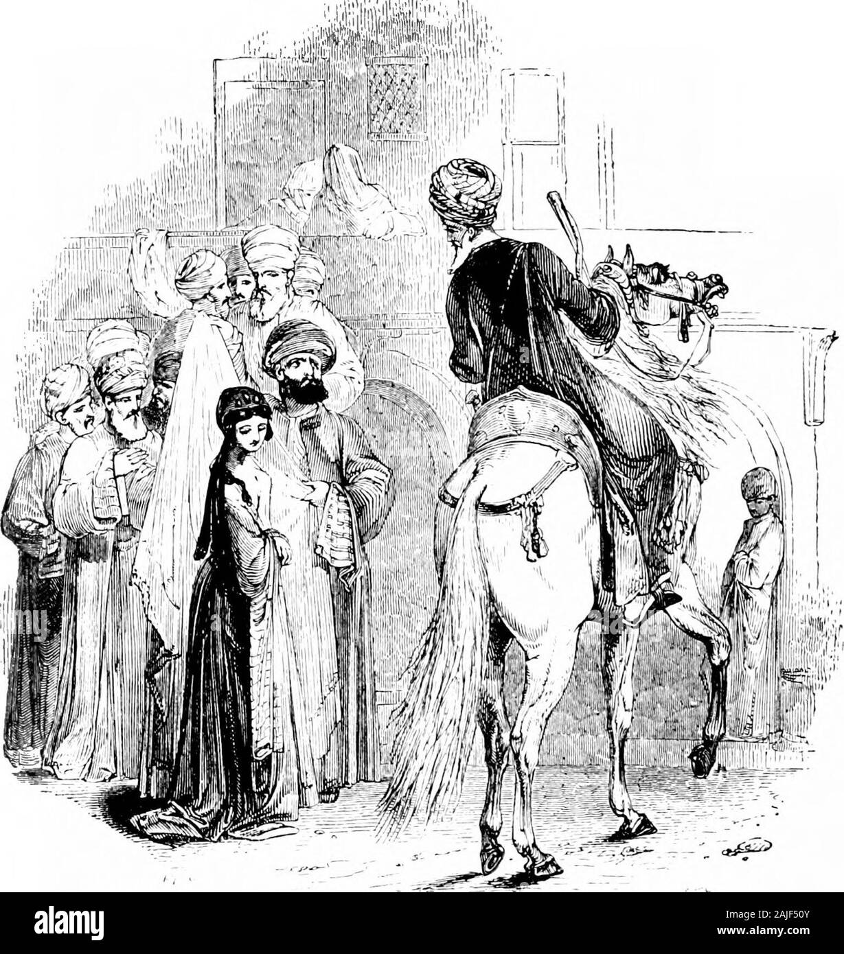 Las mil y una noches (volumen 1): comúnmente llamado, en Inglaterra, el Arabian nights' entretenimientos . -Swered, con cuatro mil y quinientos piezas de oro.14 Pero he aquí, el hijo de El-Moeen Wezeer Sawee estaba en el mercado,y, viendo Alee Noor-ed-Deen ahí de pie, dijo dentro de él a sí mismo, lo que hace que quieras aquí, que no tiene nada de izquierda a wherewith pur-Chase esclavas ? A continuación, echando sus ojos alrededor y audiencia thebroker cuando estaba llorando en el mercado con los comerciantes aroundhim, dijo dentro de sí, no puedo imaginar nada más que el hath thathe convertido en quiebra, y com Foto de stock