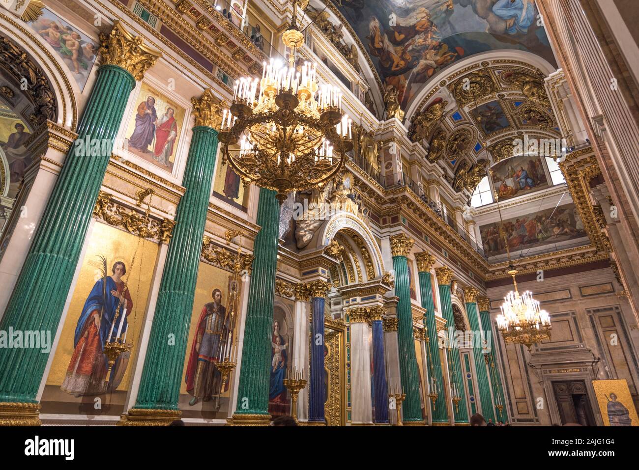 San Petersburgo, Rusia: Interior de la Catedral de San Isaac la mayor Catedral Ortodoxa Rusa en San Petersburgo Foto de stock