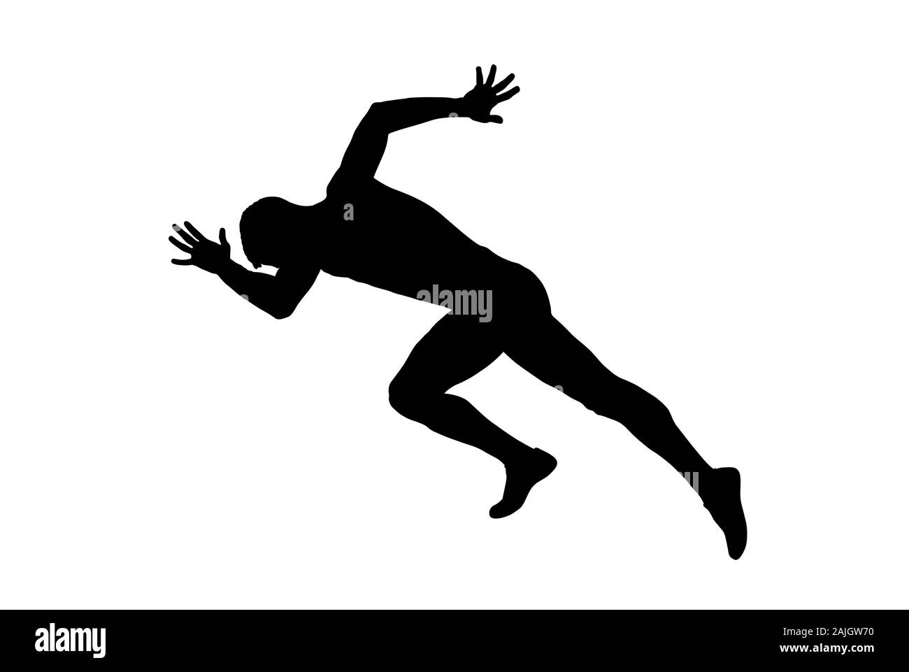 Inicie la velocista corredor atleta silueta negra Foto de stock