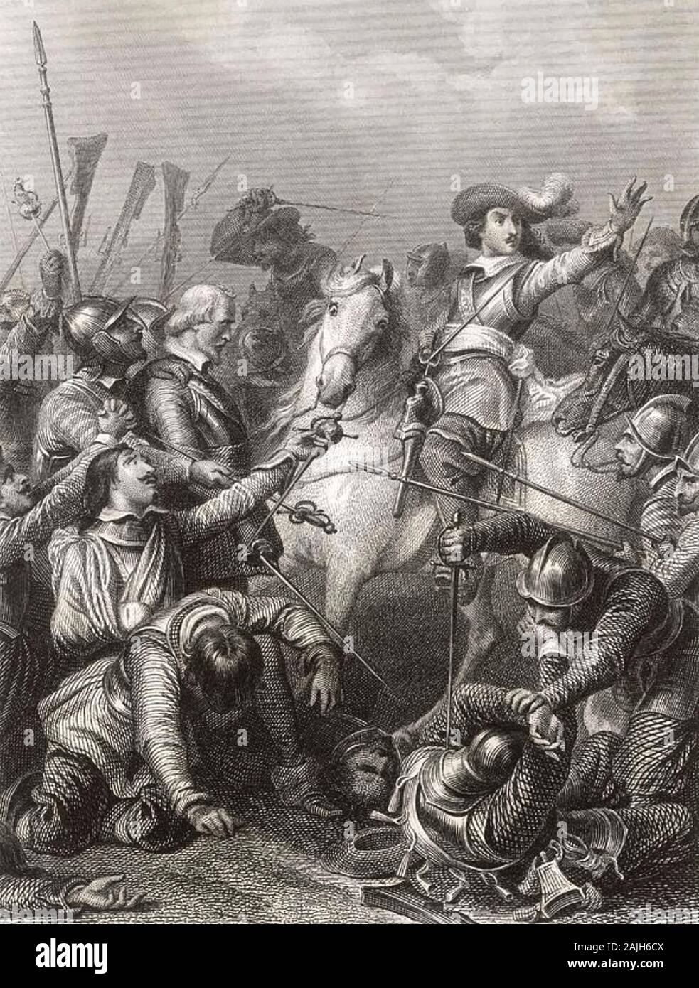 Batalla de ROCROI 19 de mayo de 1643. Louis XIV muestra el rally francés - he hecho jugó poco parte en los combates Foto de stock