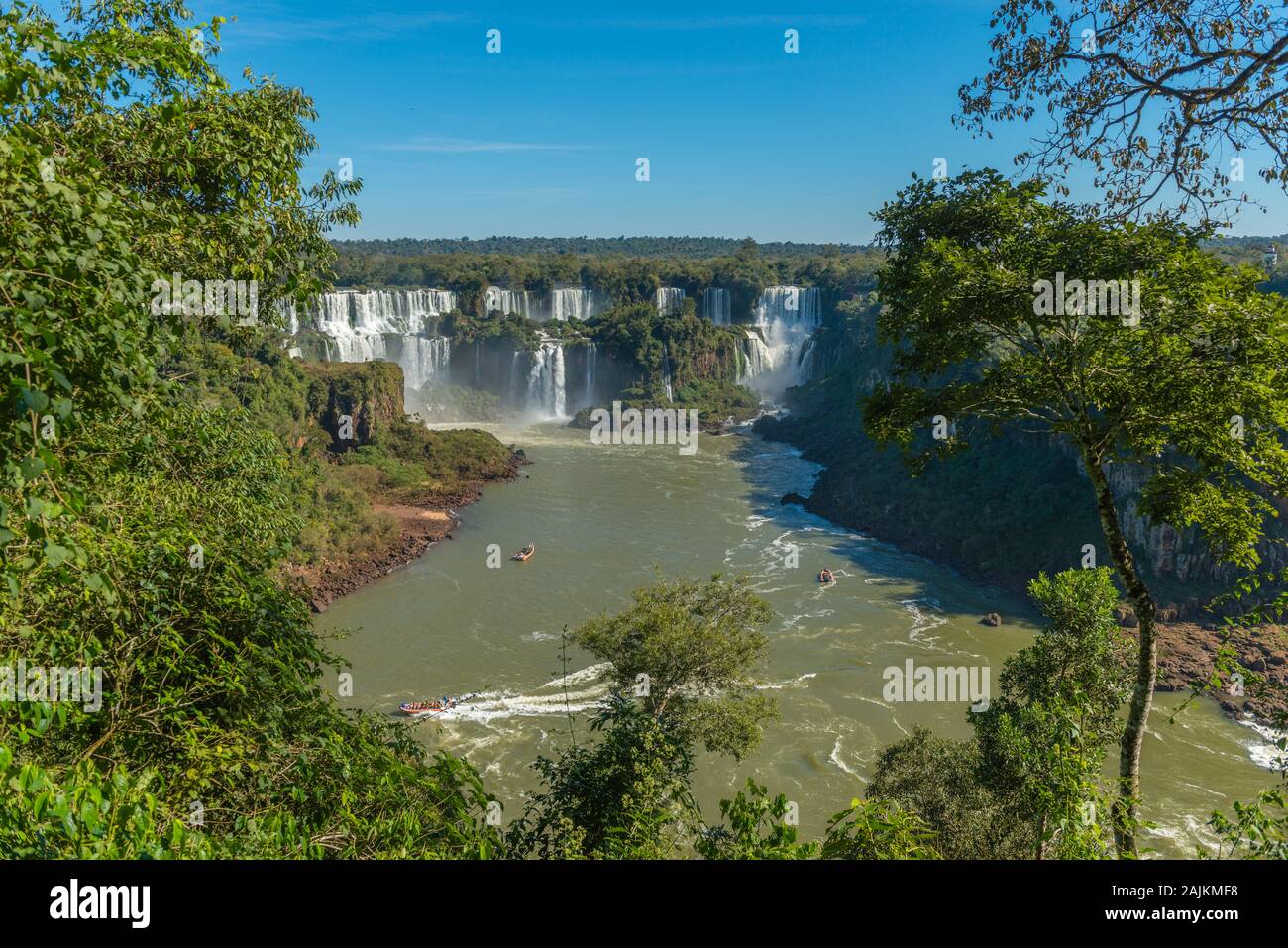 Cataratas de Iguazú, lado brasileño, el Parque Nacional do Iguaçu, Río Grande do Sul, Brasil, América Latina Foto de stock