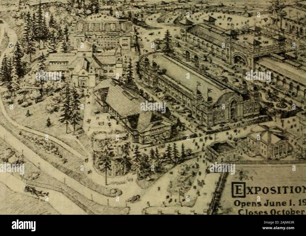 Guía oficial de la exposición del centenario de Lewis y de Clark, Portland, Oregon, del 1 de junio al 15 de octubre de 1905, .. . M ExperimentalGardens m. Abre de junio I. ICloses Octobc Silvicultura edificio bellas artes construyendo Europa*Orient* Willamette River Mt. Capó Foto de stock