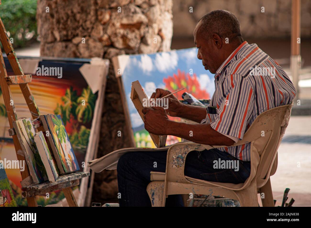Pintor dominicano pinta 5 Foto de stock
