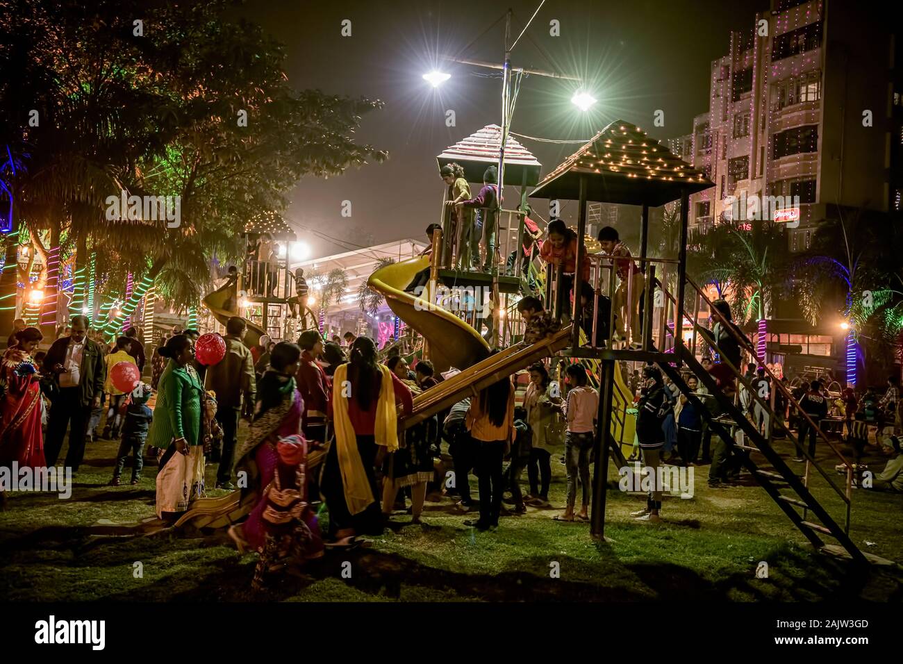 Antes del 25 de Diciembre,Navidad ,festival,Sribhumi,parque infantil& lugar Navidad,Kolkata,W.B.India, Foto de stock