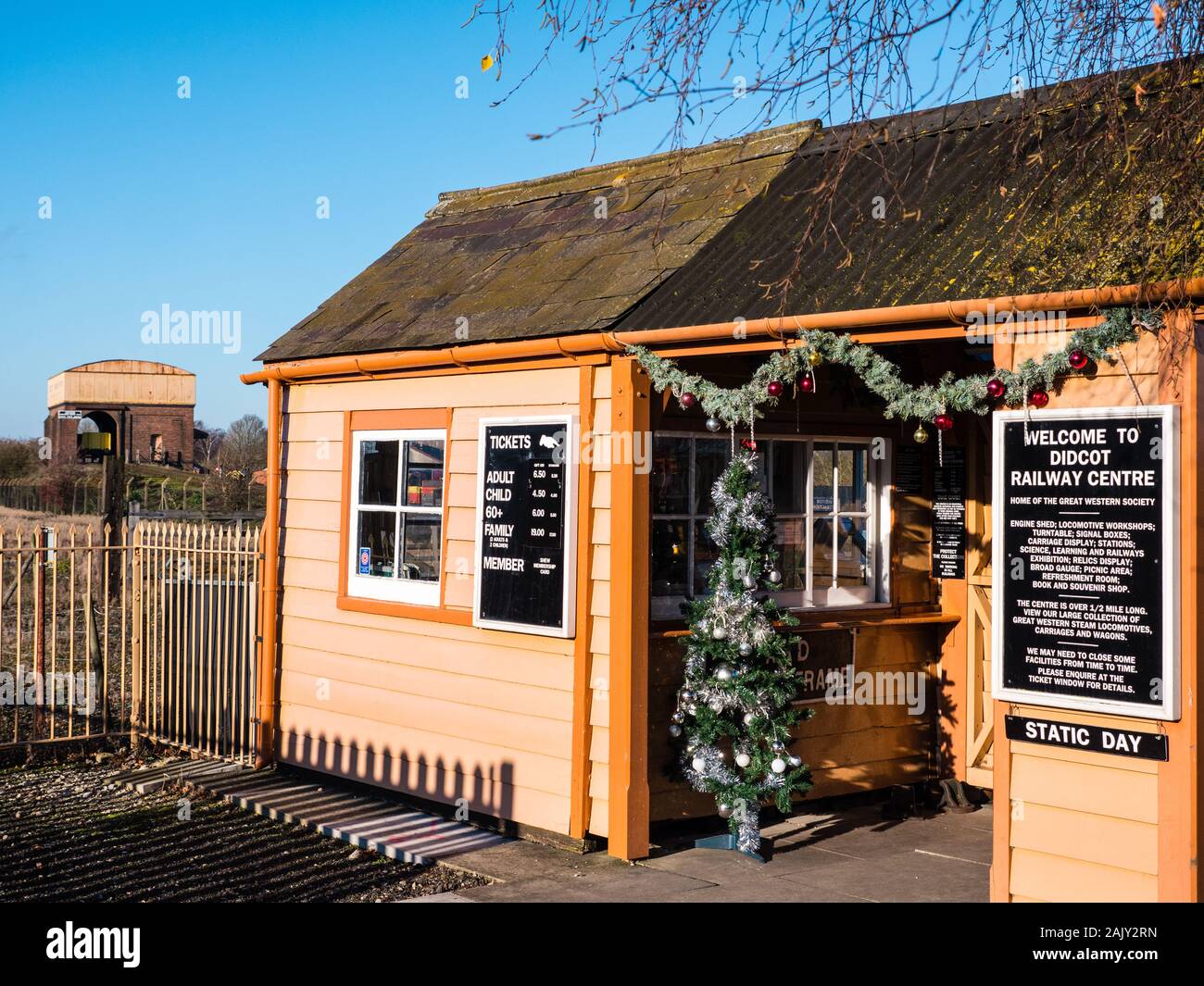 Entrada Didcot Railway Centre, Didcot, Oxfordshire, Inglaterra, Reino Unido, GB. Foto de stock