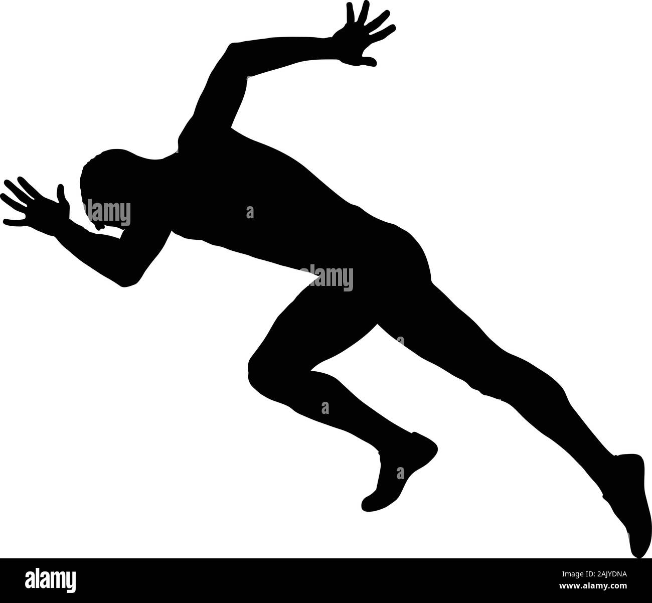 Inicie la velocista corredor atleta silueta negra Ilustración del Vector