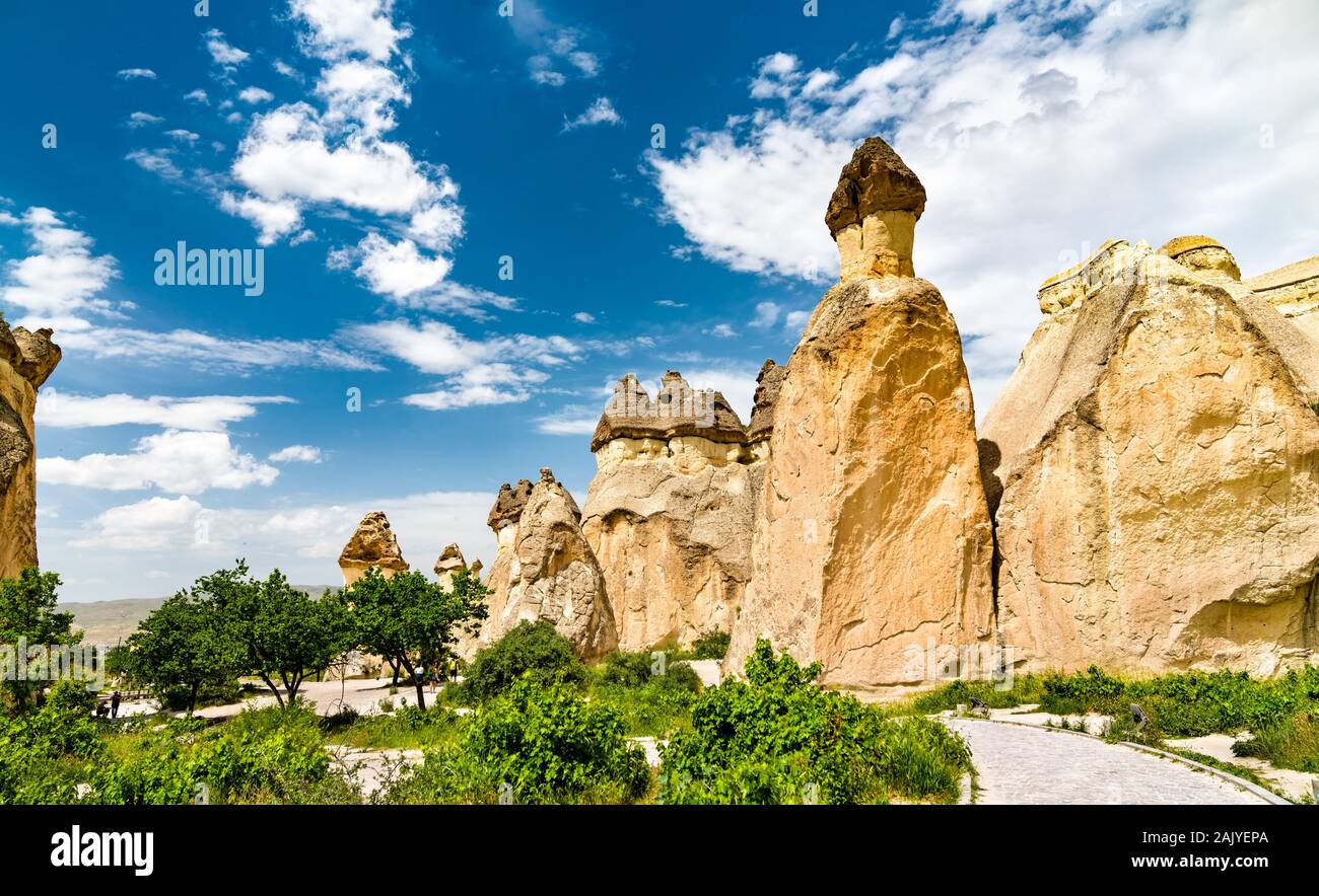 Chimenea de hadas y formaciones rocosas en Cappadocia, Turquía Foto de stock