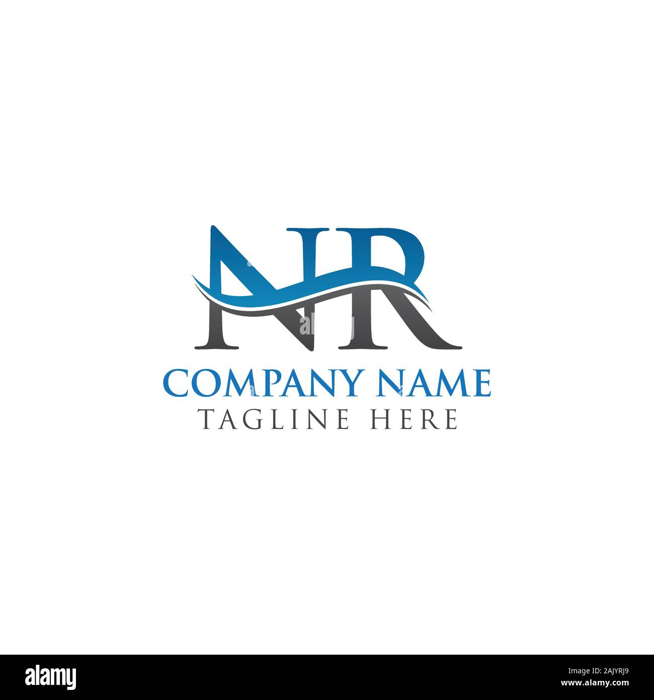 Letra inicial NR Logo Design plantilla vectorial. NR Carta Logo Design Ilustración del Vector
