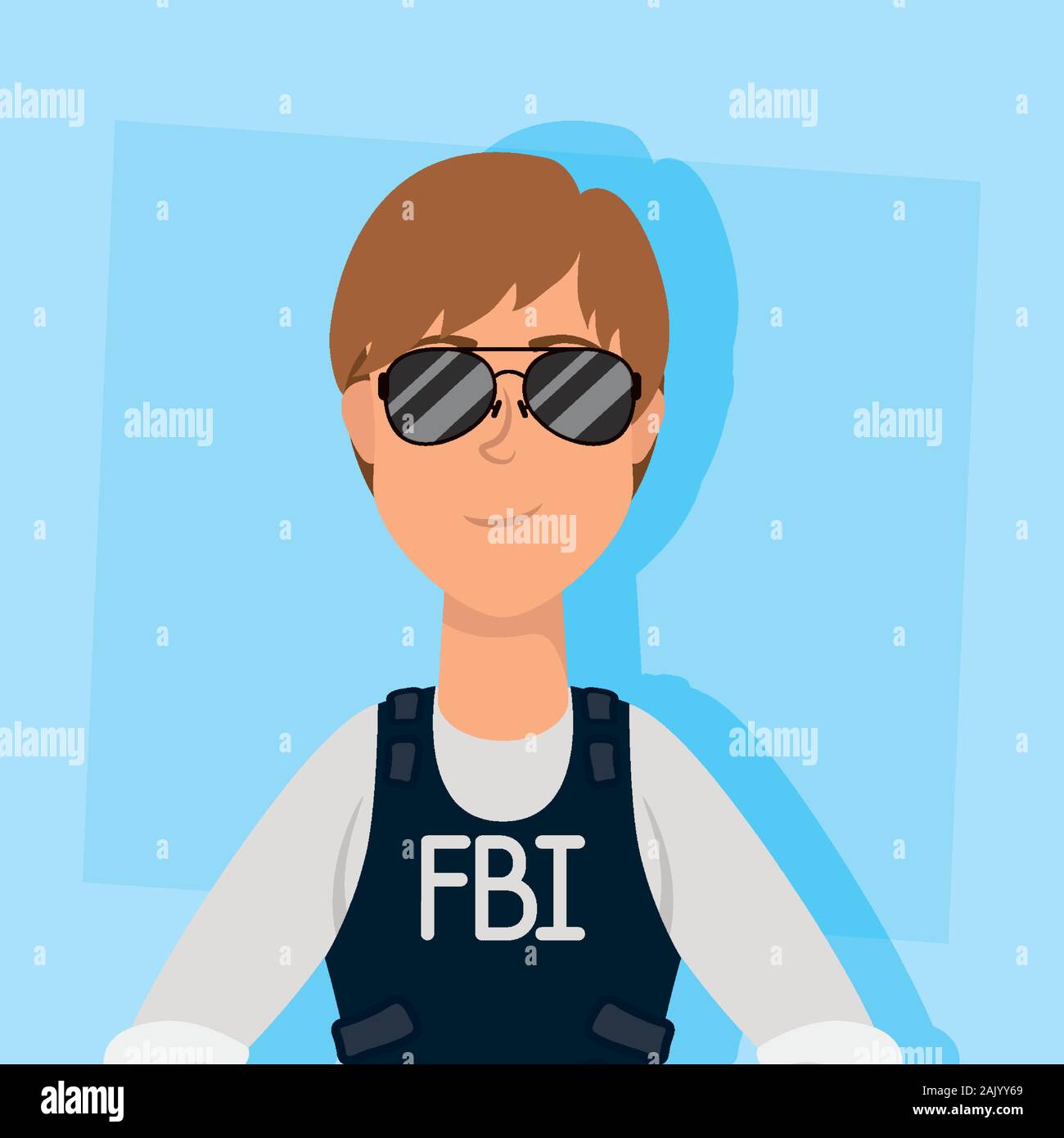 Mujer joven el personaje del agente del FBI Imagen Vector de stock - Alamy