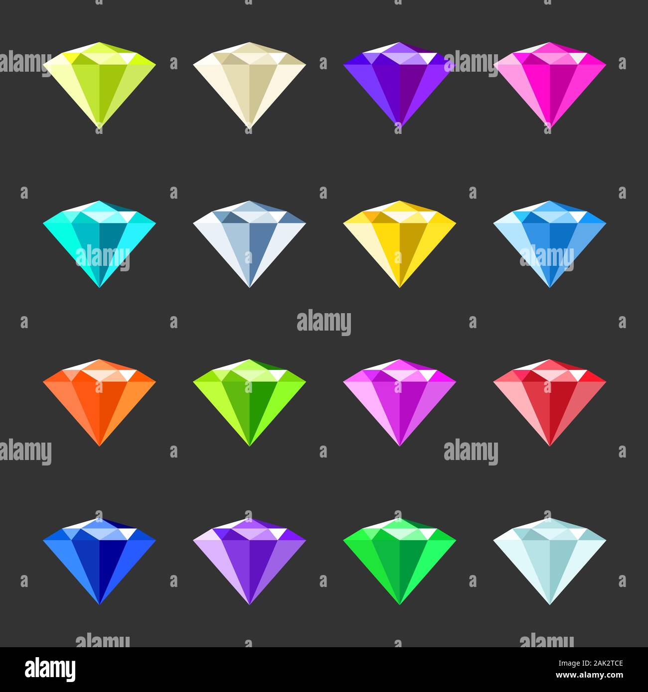 Colorido juego de gemas. Joyas de colección cristales. piedras preciosas Imagen Vector de stock - Alamy