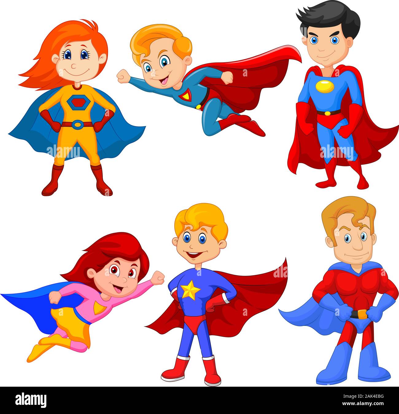 Conjunto de niña y niño superhéroe con pose Imagen Vector de stock - Alamy Conjunto de niña y niño superhéroe con pose Imagen Vector de stock - Alamy