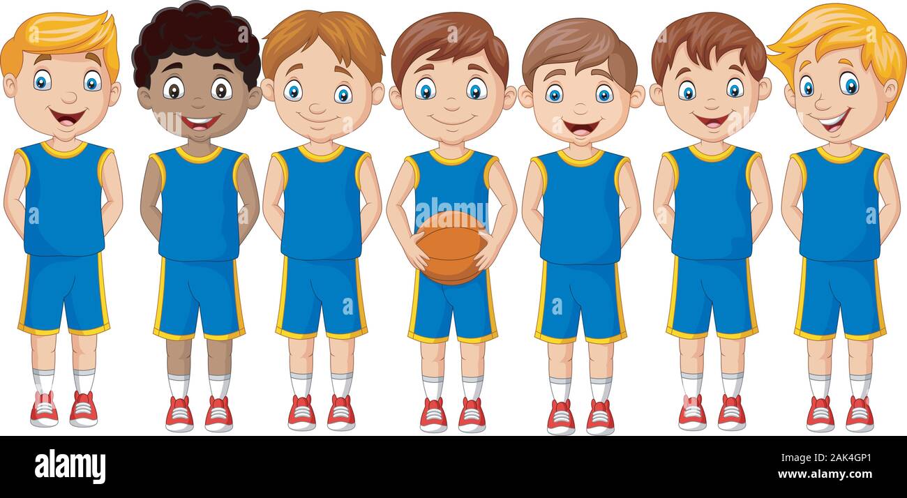 Equipo de baloncesto de dibujos animados para niños en uniforme Imagen  Vector de stock - Alamy