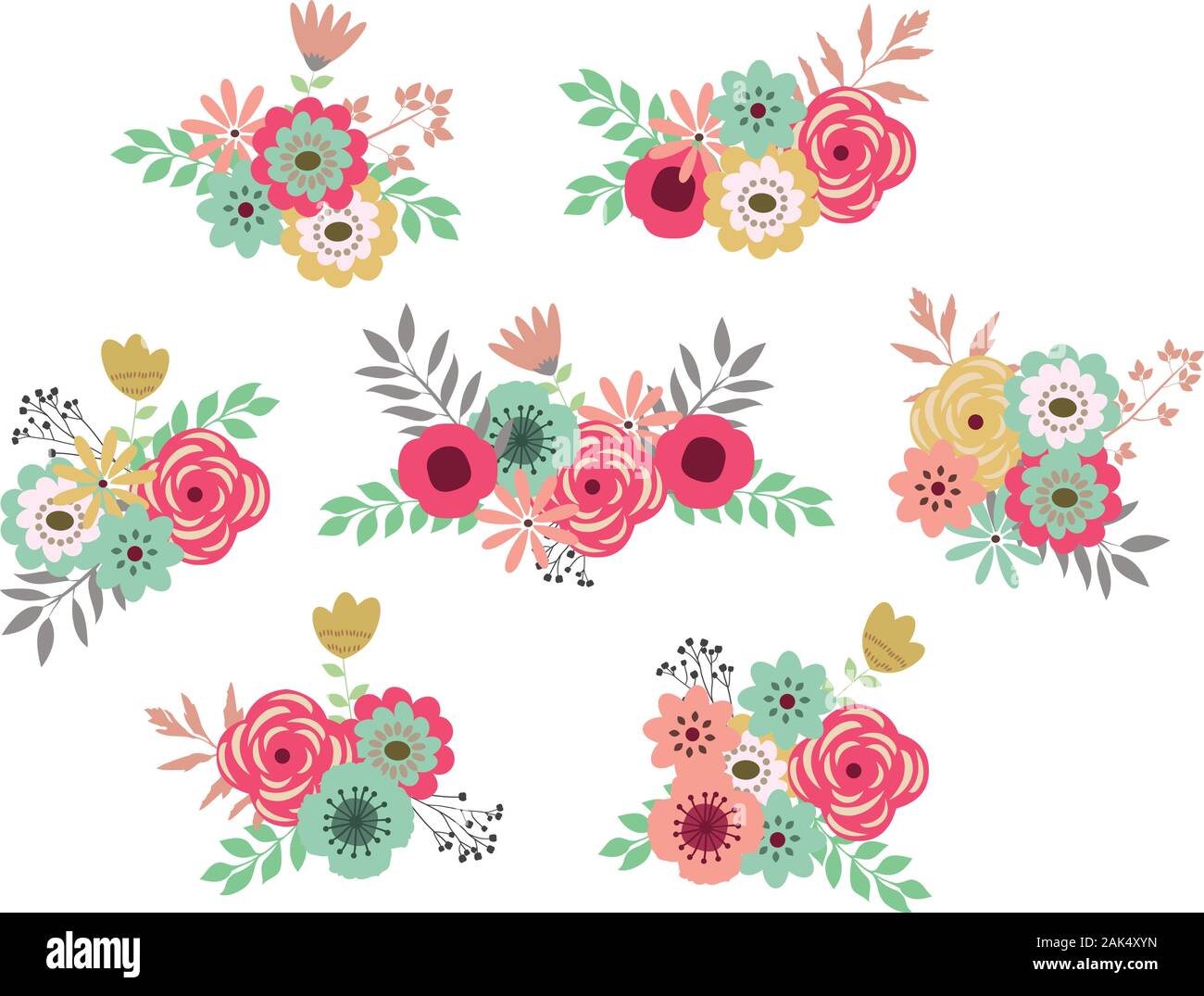 Ilustración vectorial de flores vintage retro vector. Flores Imagen Vector  de stock - Alamy