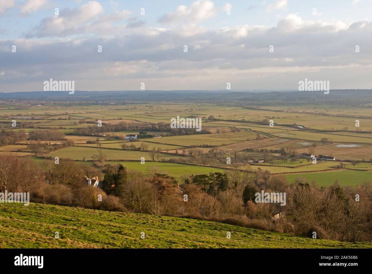 Somerset niveles desde el aire en invierno Foto de stock