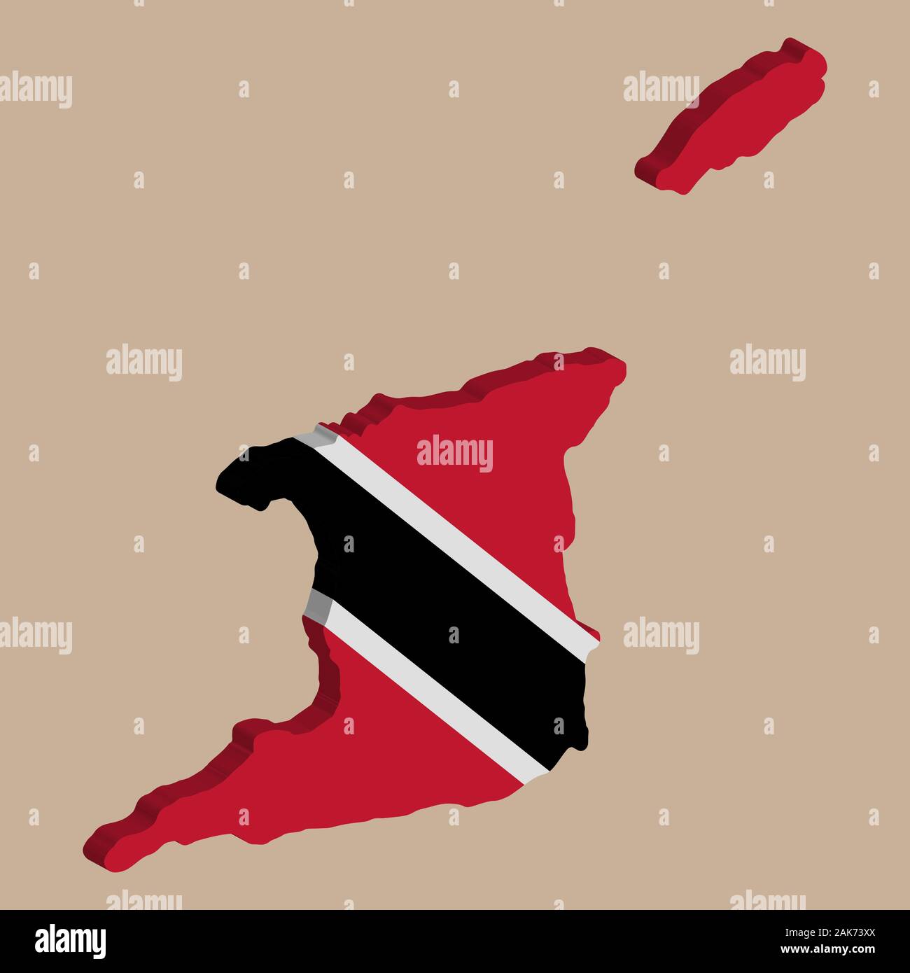 Bandera del mapa de Trinidad y Tobago Vector 3D Ilustración del Vector