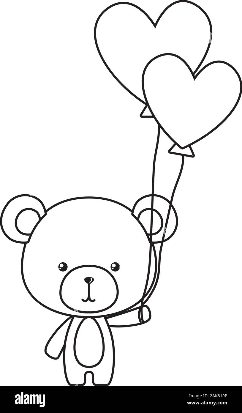 Cute dibujos animados oso con corazones globos diseño vectorial Imagen  Vector de stock - Alamy
