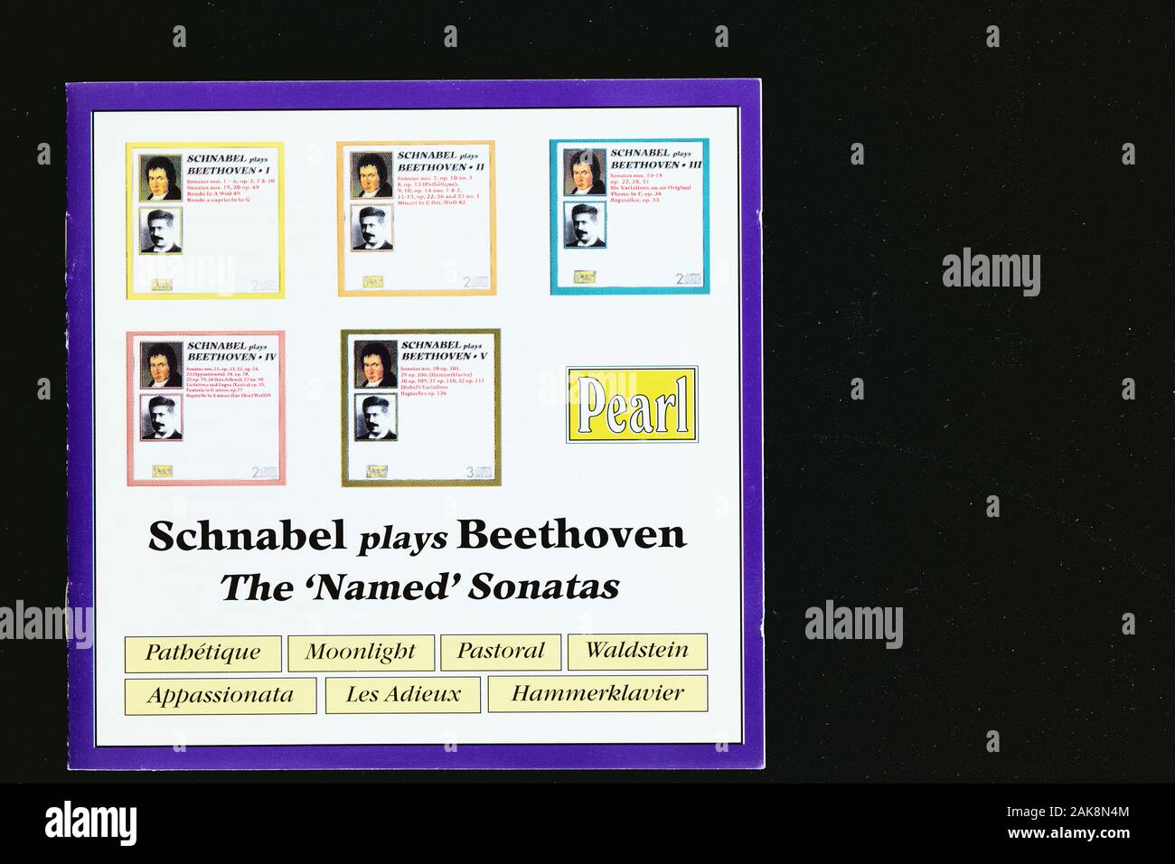 Cubierta de la música histórica grabación en CD de Schnabel jugando el 'named' sonatas para piano del compositor Beethoven. Foto de stock