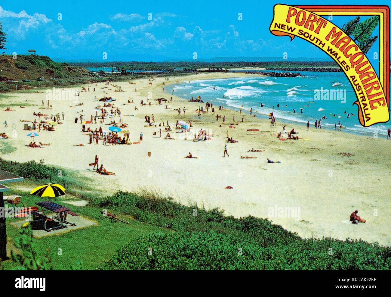 Una postal histórica sin fecha de Town Beach, Port Macquarie, Australia