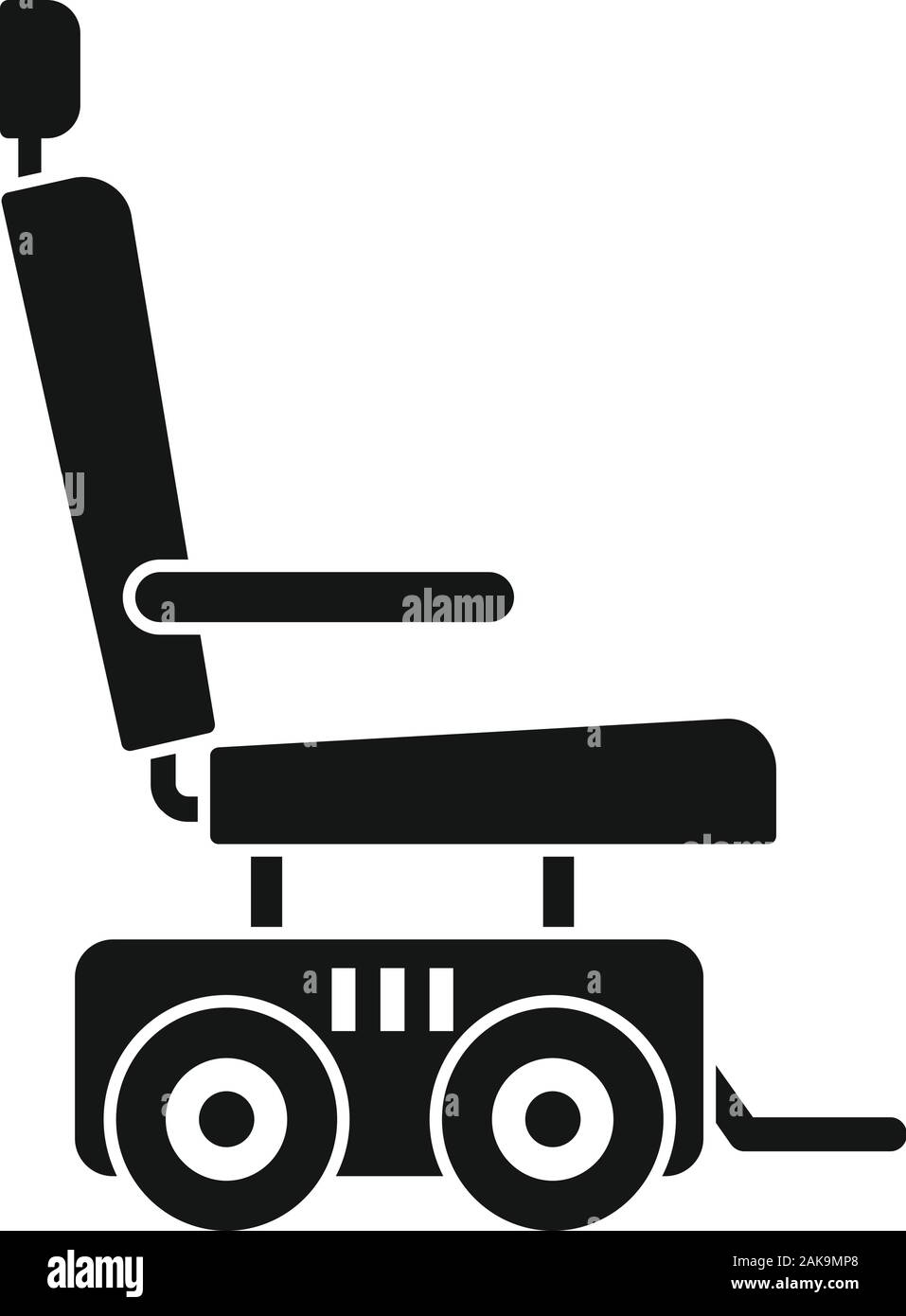 Potencia del motor icono en silla de ruedas. Simple ilustración de la potencia del motor silla icono vectoriales para diseño web aislado sobre fondo blanco. Ilustración del Vector