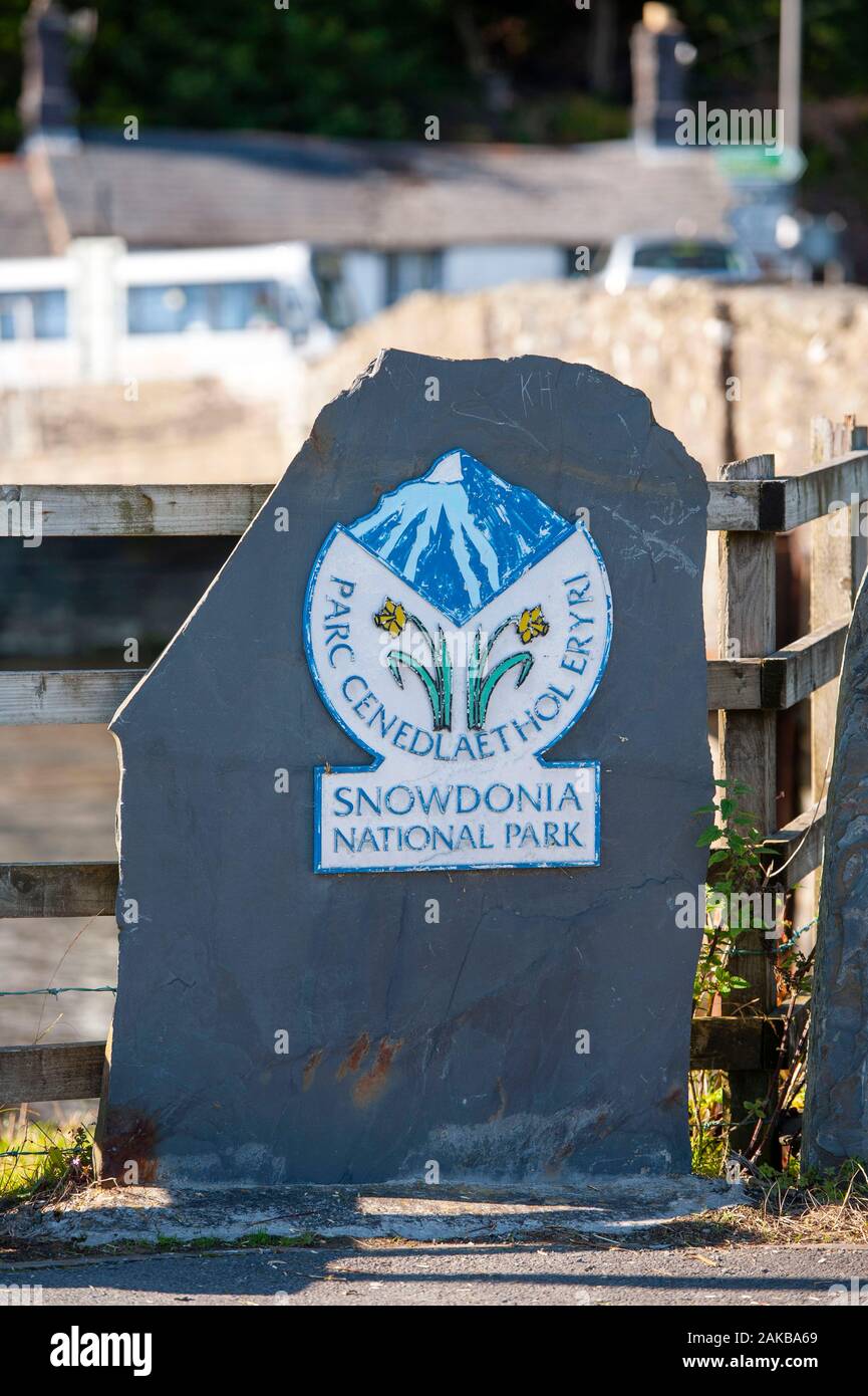 El Parque Nacional de Snowdonia firmar en el norte de Gales. Foto de stock
