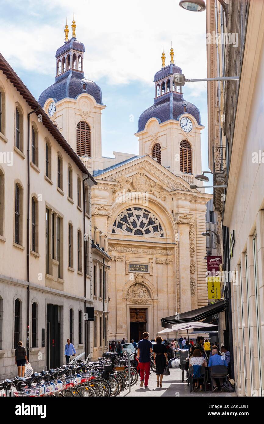 Francia, Ródano, Lyon, sitio histórico catalogado como Patrimonio Mundial por la UNESCO, la capilla de el Hotel-Dieu Foto de stock